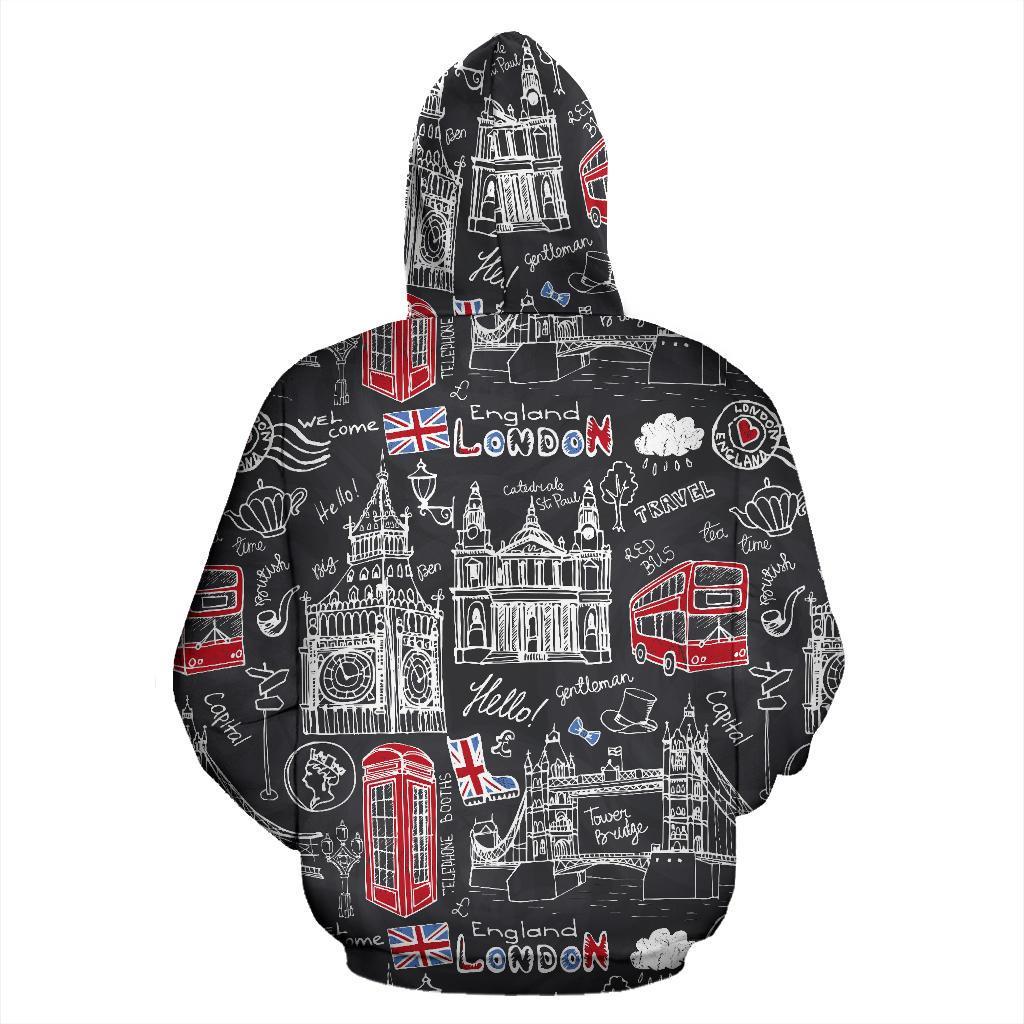 British Pattern Print Women Men Pullover Hoodie-grizzshop