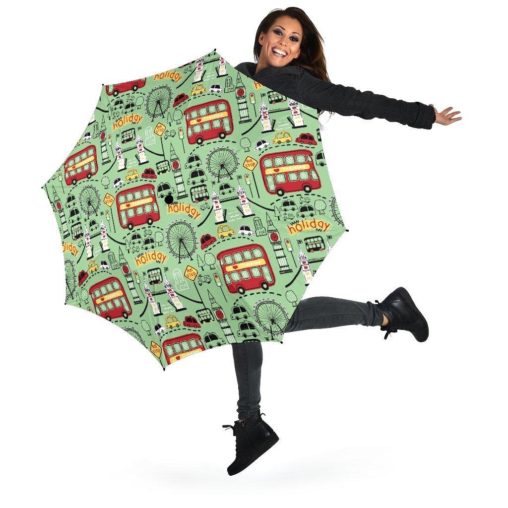British Print Pattern Automatic Foldable Umbrella-grizzshop