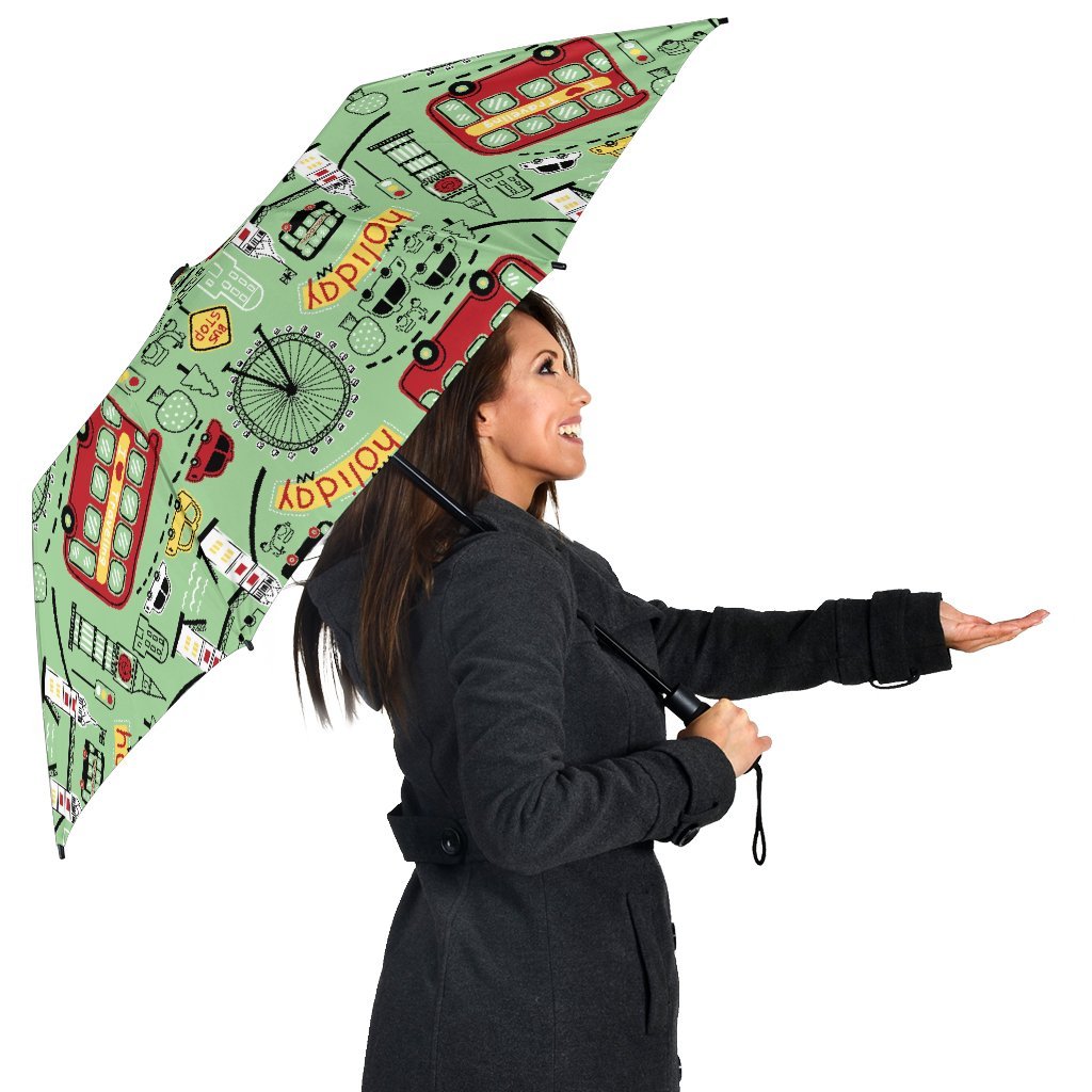 British Print Pattern Automatic Foldable Umbrella-grizzshop