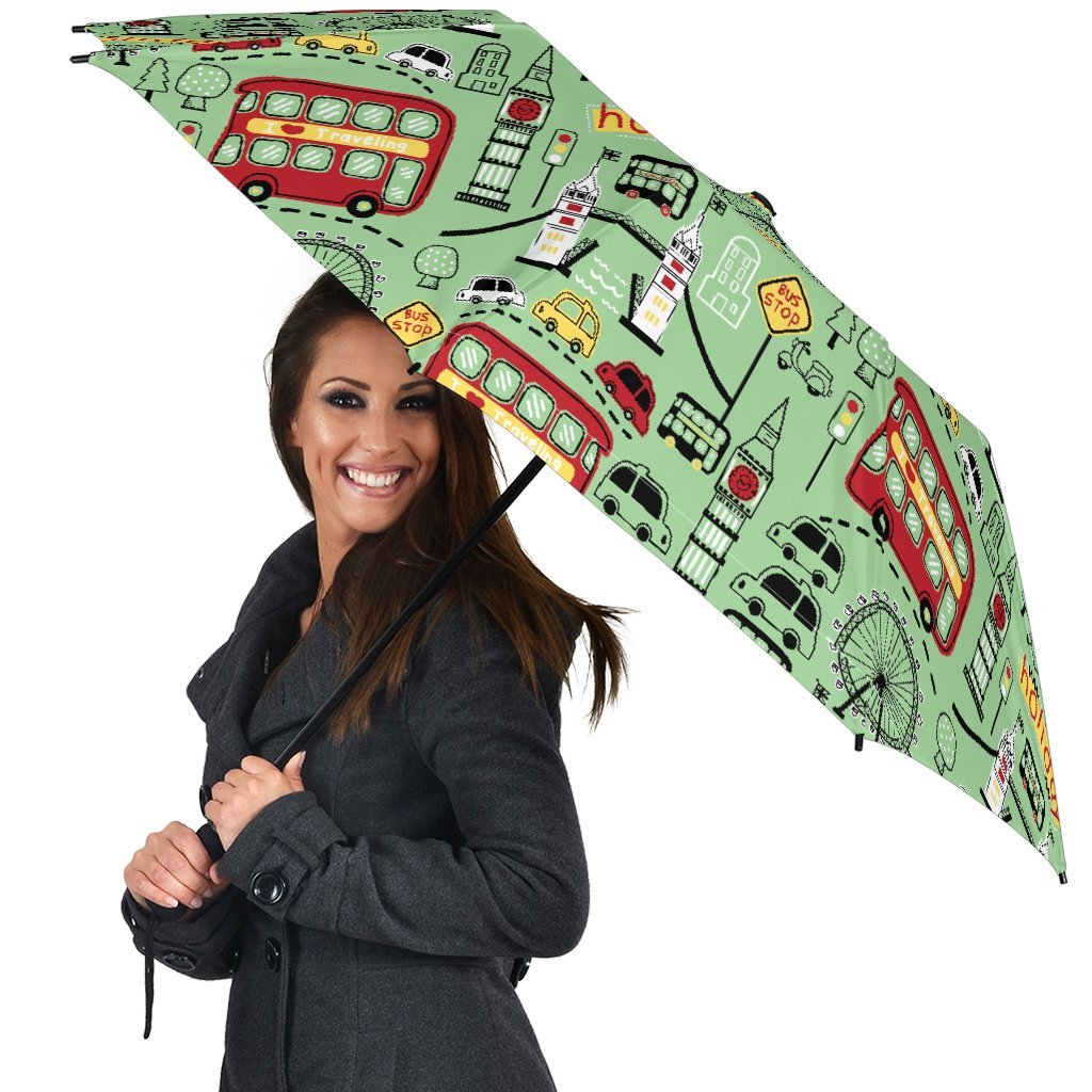 British Print Pattern Automatic Foldable Umbrella-grizzshop