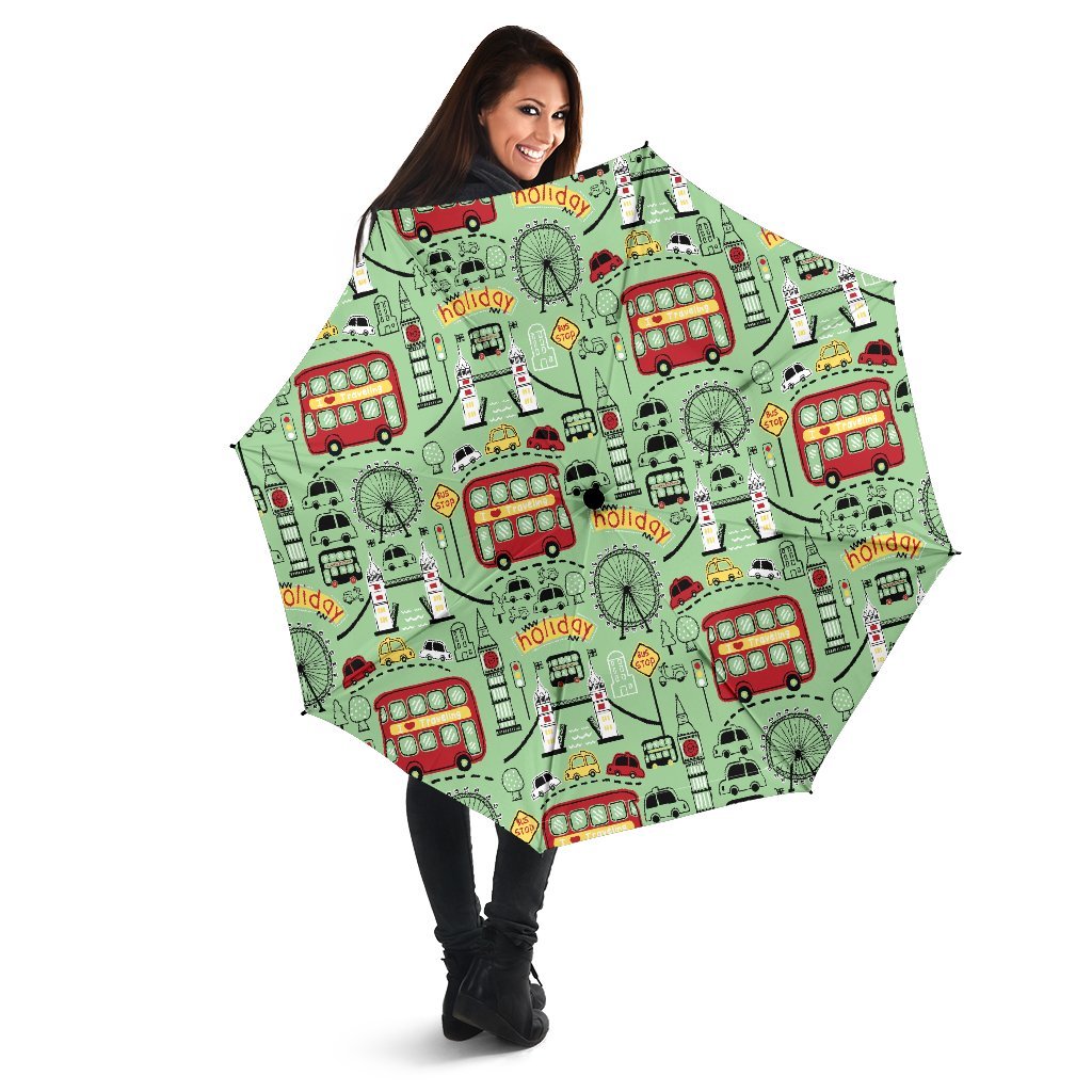British Print Pattern Automatic Foldable Umbrella-grizzshop