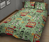 British Print Pattern Bed Set Quilt-grizzshop