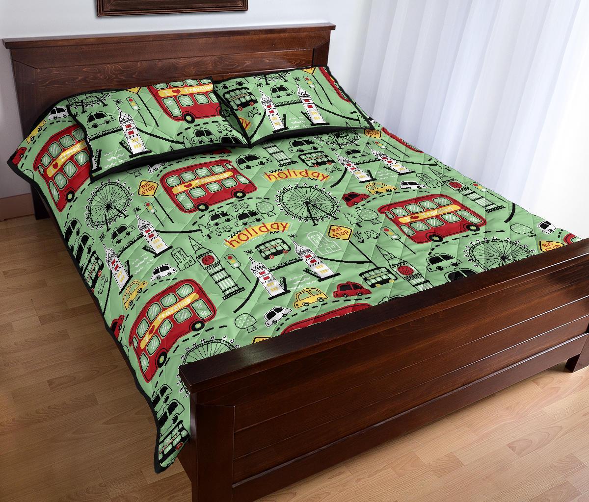 British Print Pattern Bed Set Quilt-grizzshop