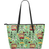 British Print Pattern Leather Tote Bag-grizzshop