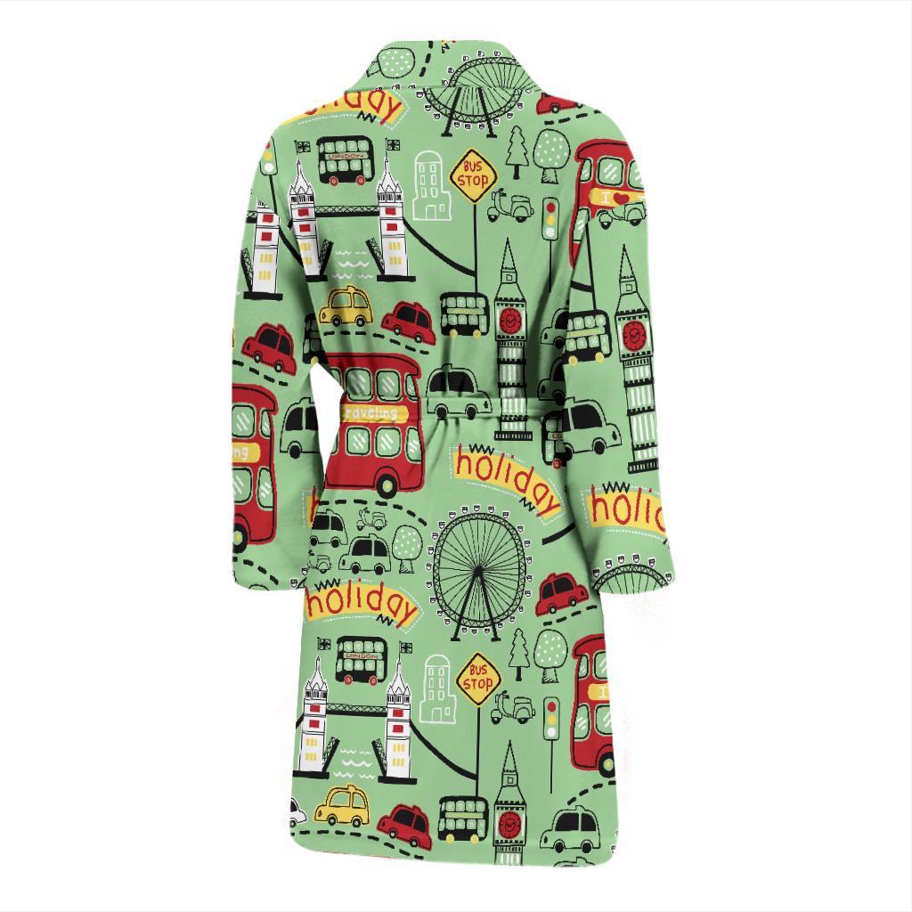 British Print Pattern Men Long Robe-grizzshop