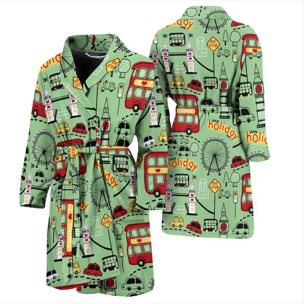 British Print Pattern Men Long Robe-grizzshop