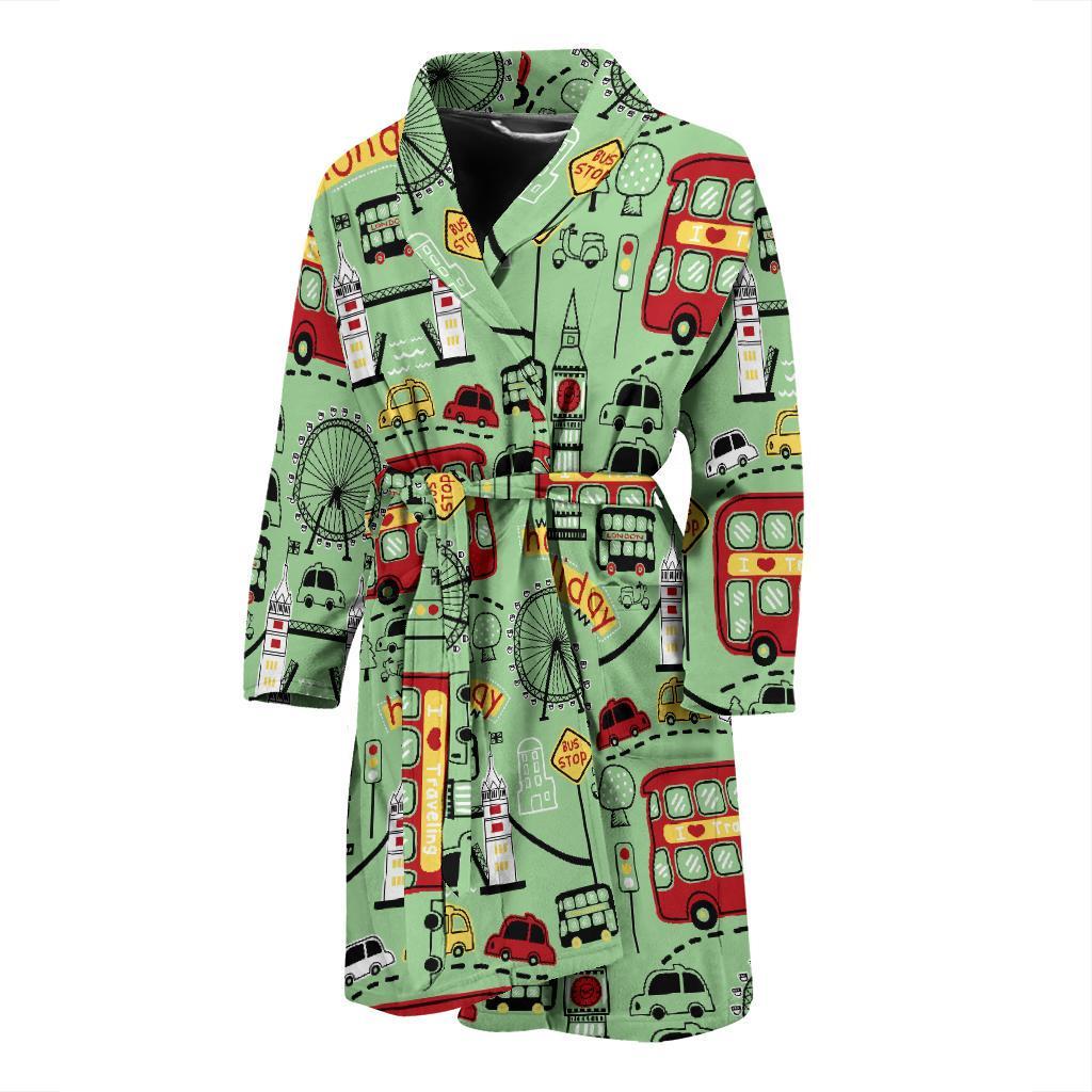 British Print Pattern Men Long Robe-grizzshop