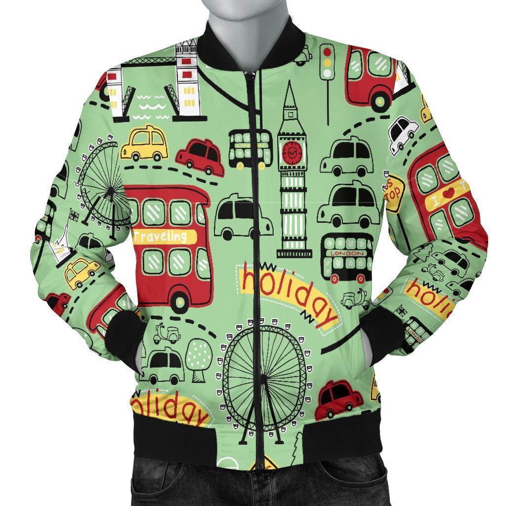 British Print Pattern Men's Bomber Jacket-grizzshop