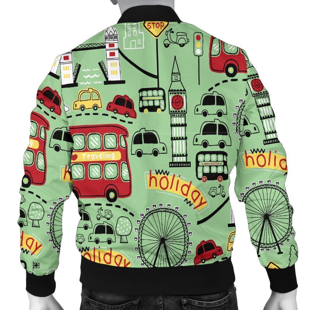 British Print Pattern Men's Bomber Jacket-grizzshop
