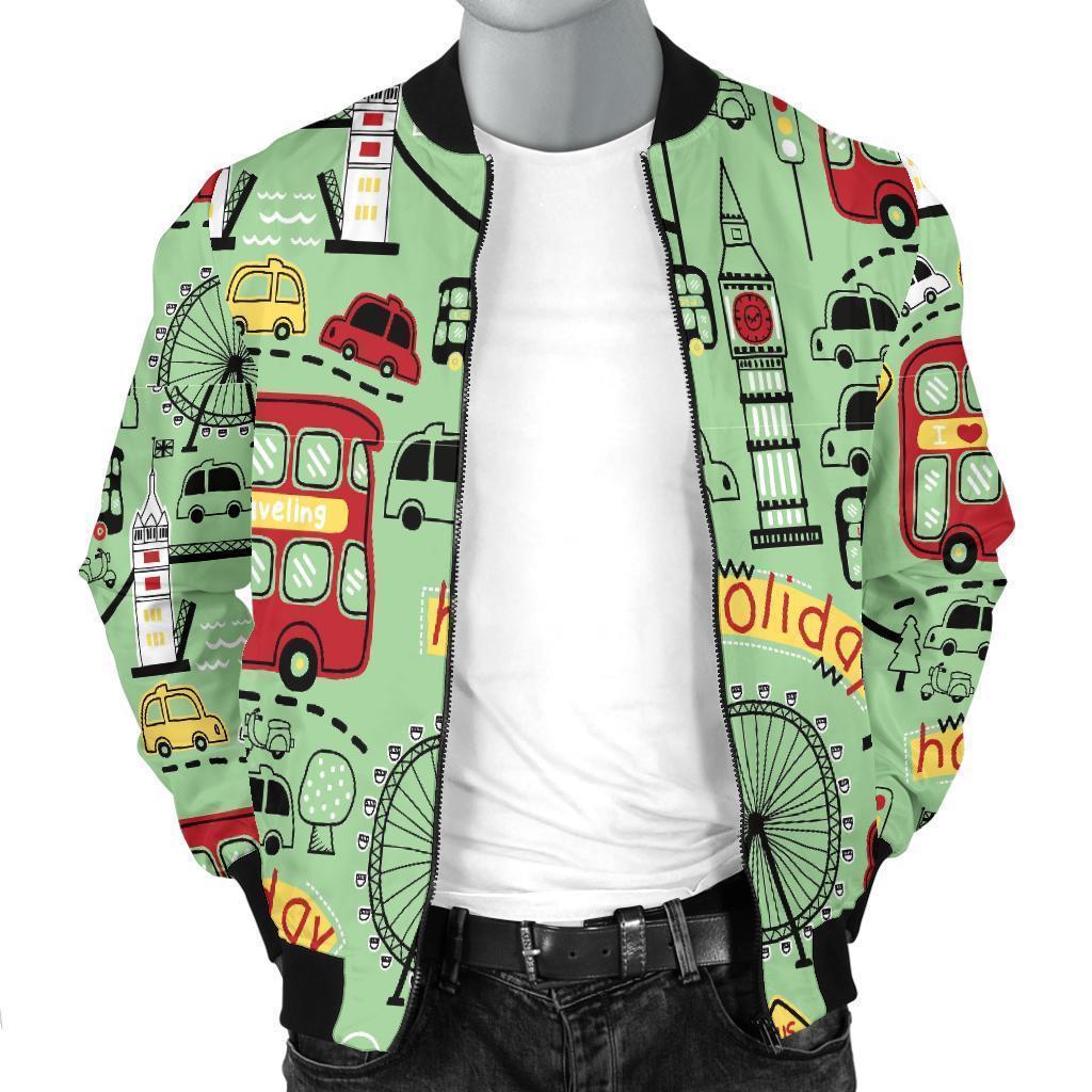 British Print Pattern Men's Bomber Jacket-grizzshop