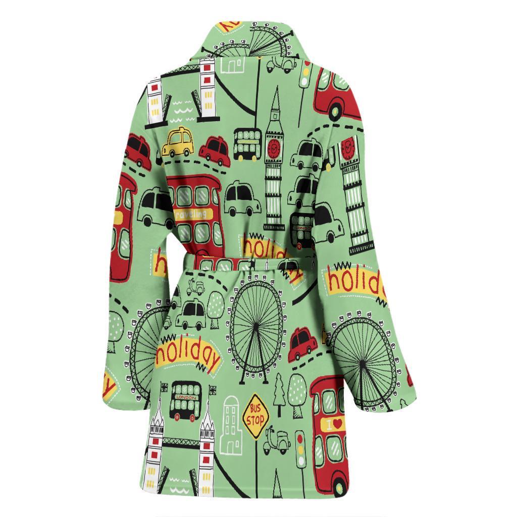 British Print Pattern Women Long Robe-grizzshop