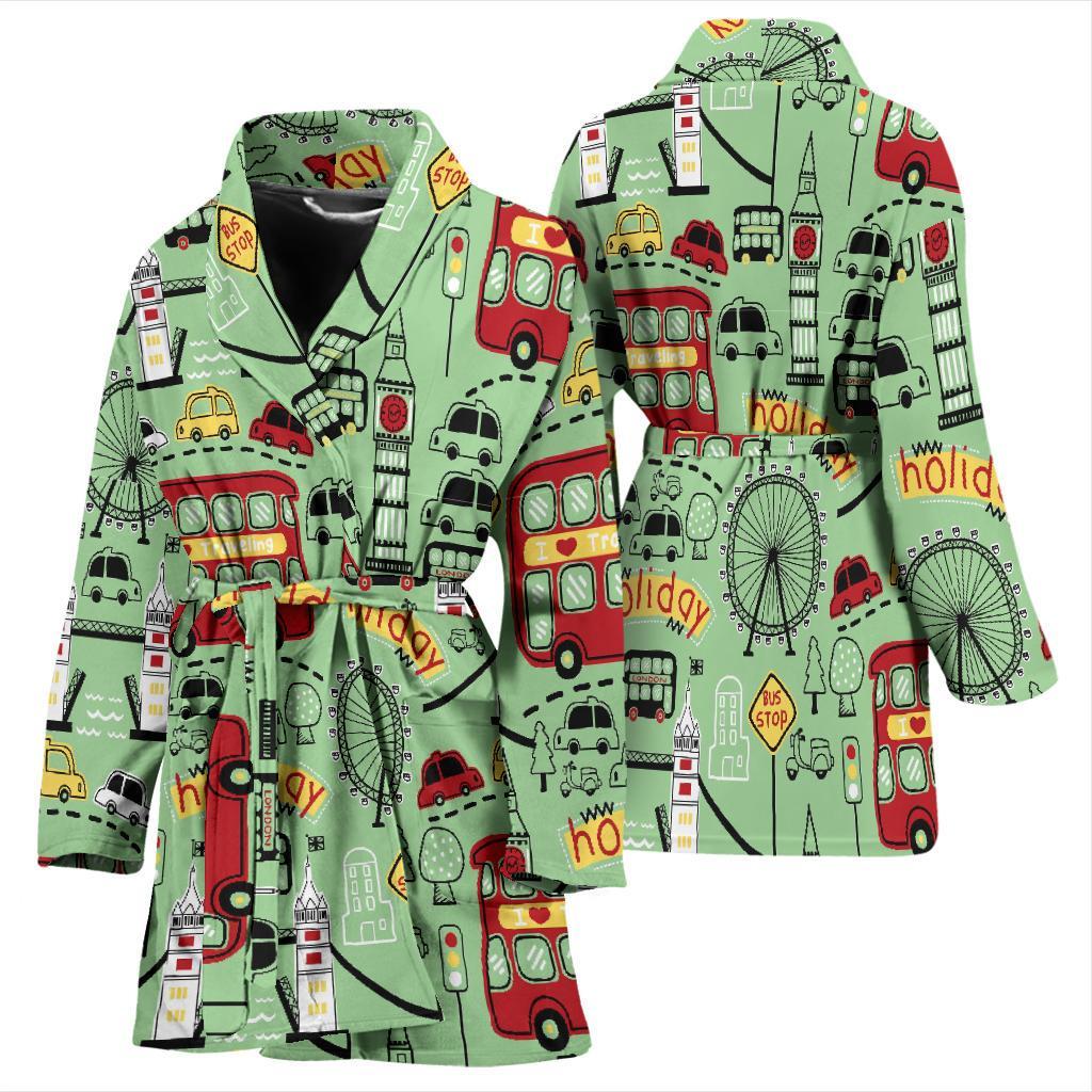 British Print Pattern Women Long Robe-grizzshop