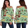 British Print Pattern Women Off Shoulder Sweatshirt-grizzshop