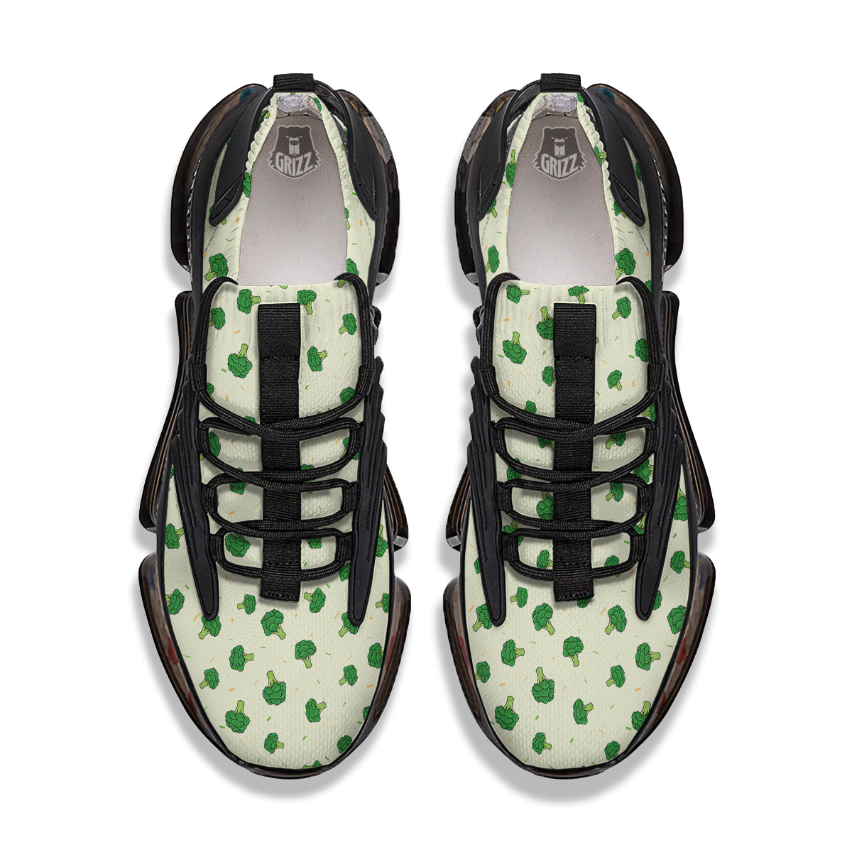Broccoli Green Print Pattern Black Gym Shoes-grizzshop