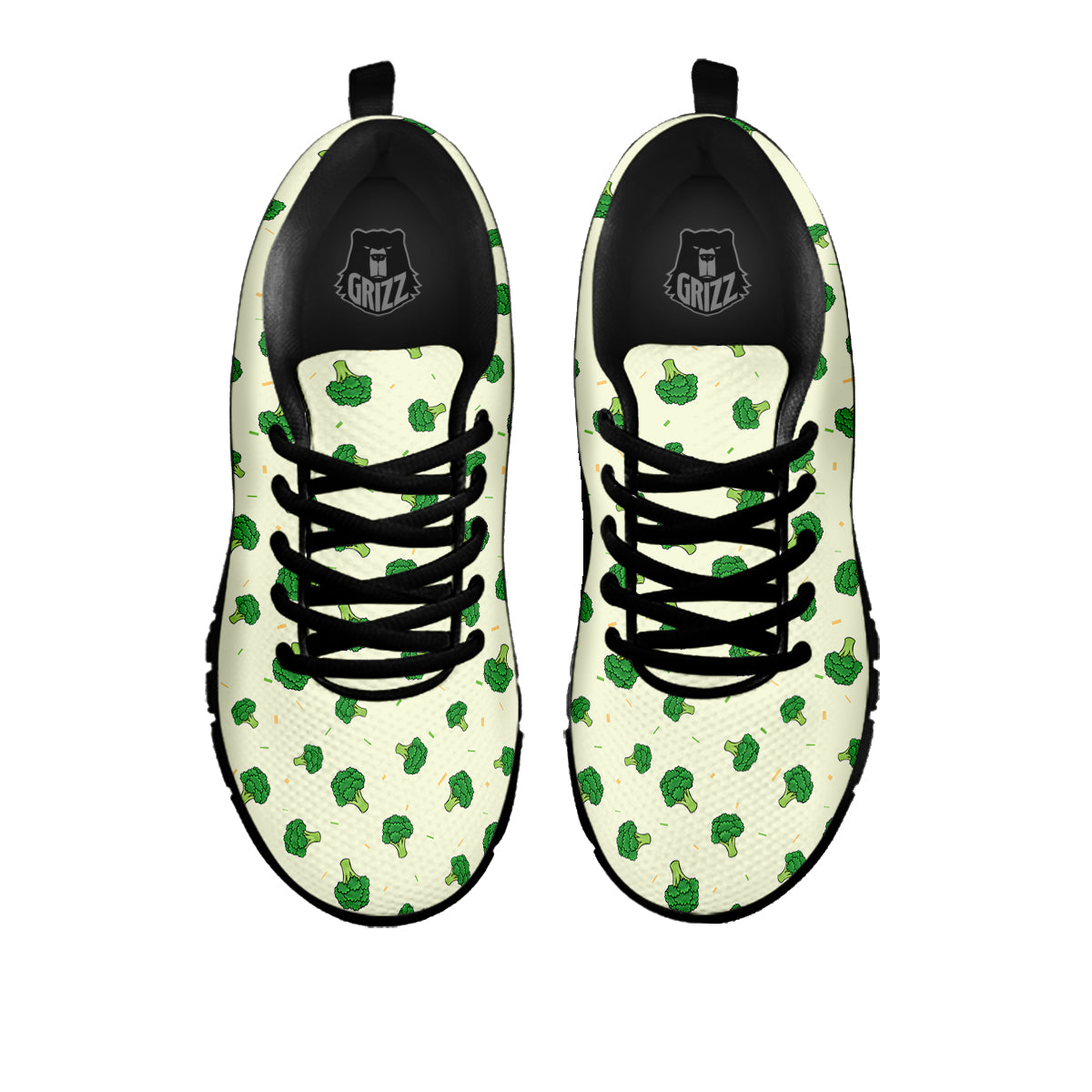 Broccoli Green Print Pattern Black Sneaker-grizzshop