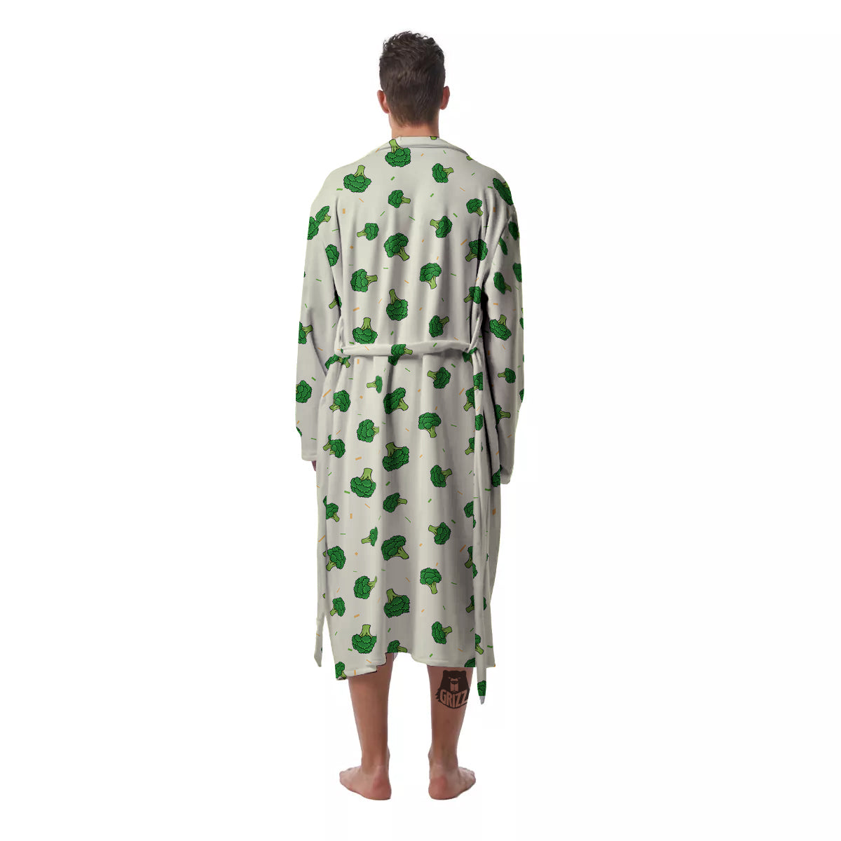 Broccoli Green Print Pattern Men's Robe-grizzshop