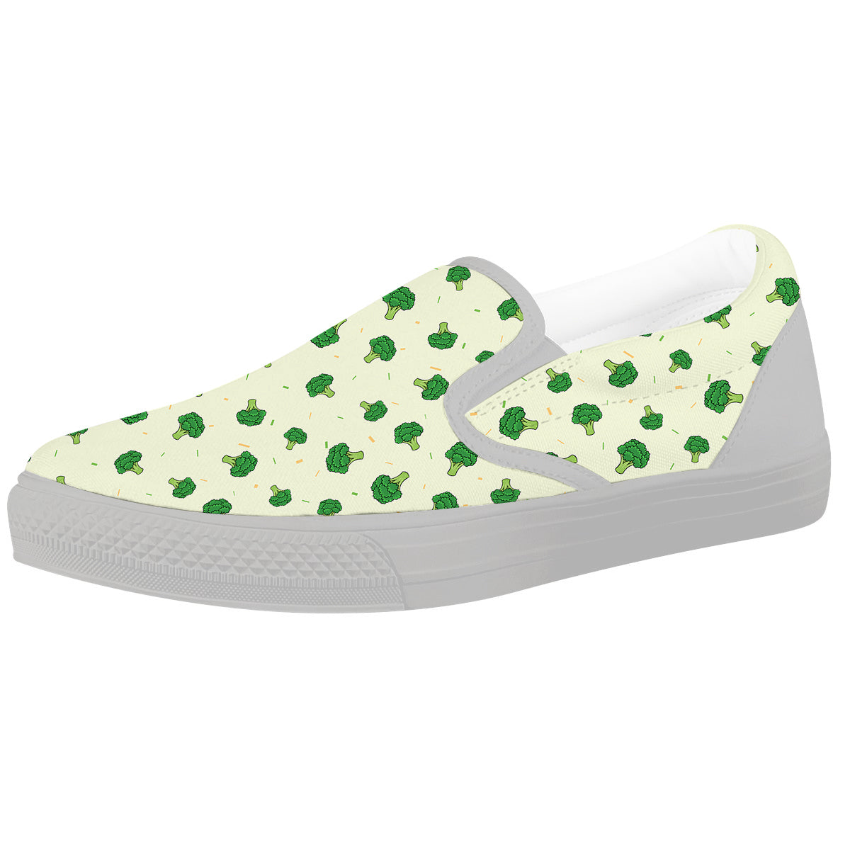 Broccoli Green Print Pattern White Slip On Shoes-grizzshop