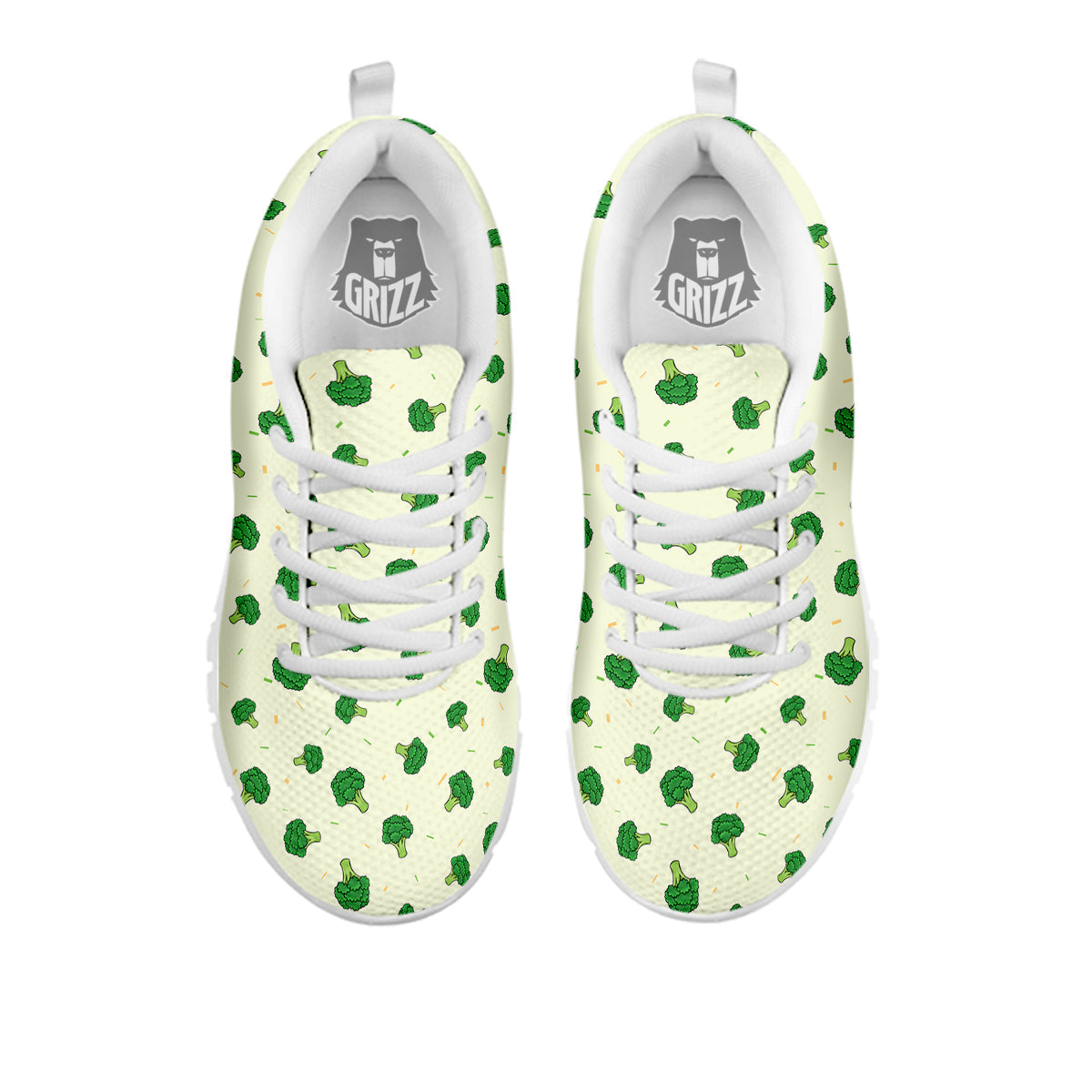 Broccoli Green Print Pattern White Sneaker-grizzshop