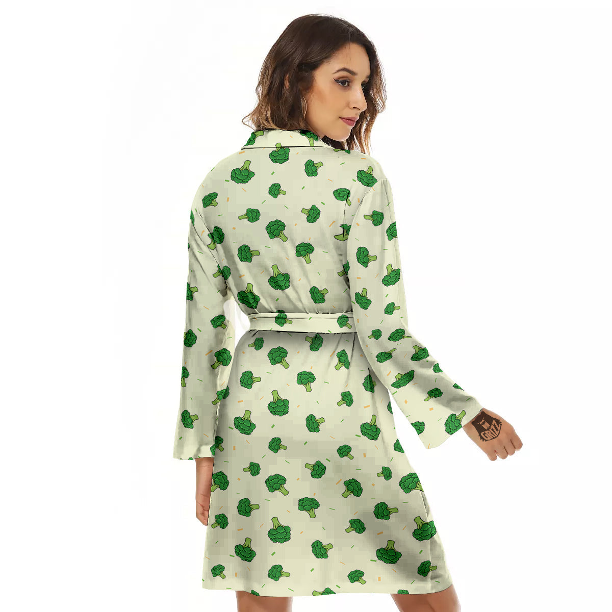 Broccoli Green Print Pattern Women's Robe-grizzshop