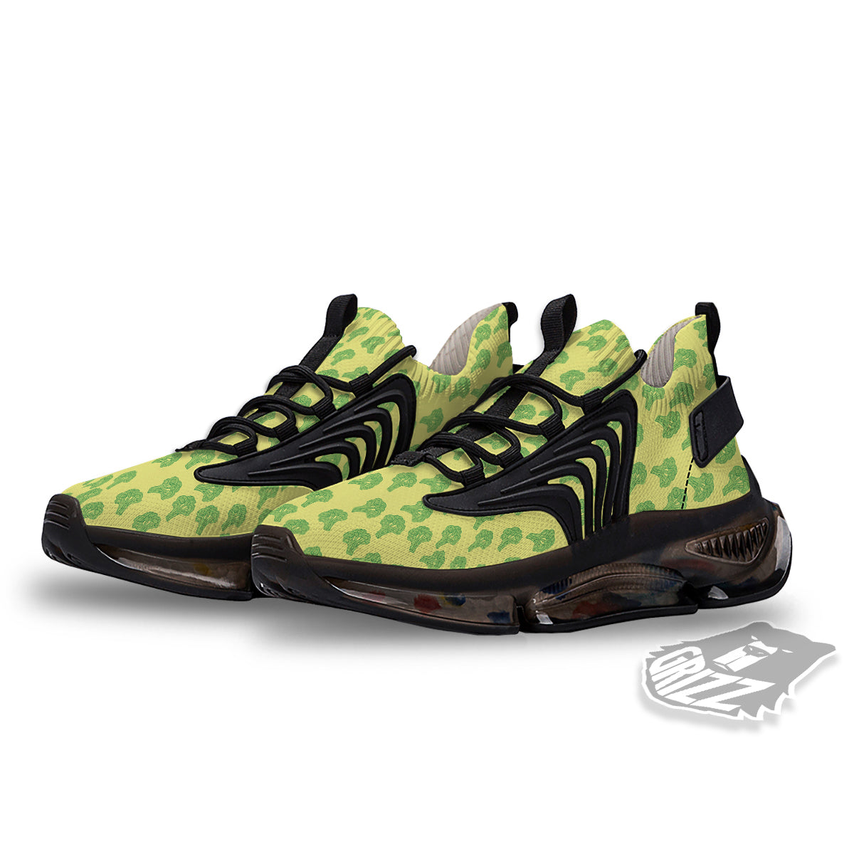 Broccoli Vintagecolor Print Pattern Black Gym Shoes-grizzshop