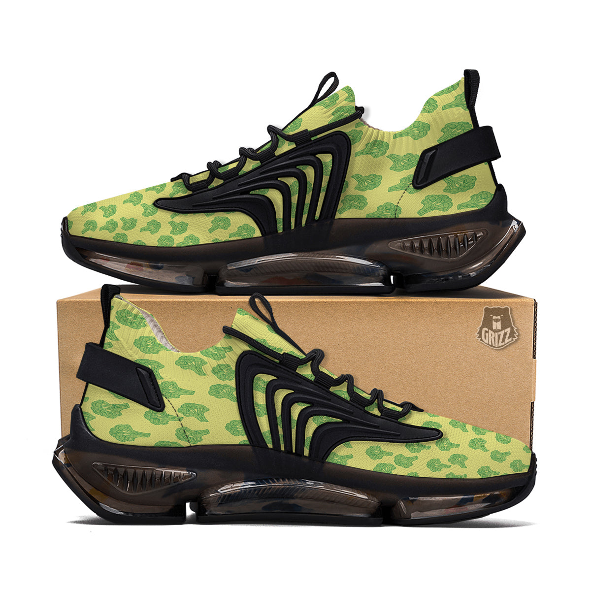 Broccoli Vintagecolor Print Pattern Black Gym Shoes-grizzshop