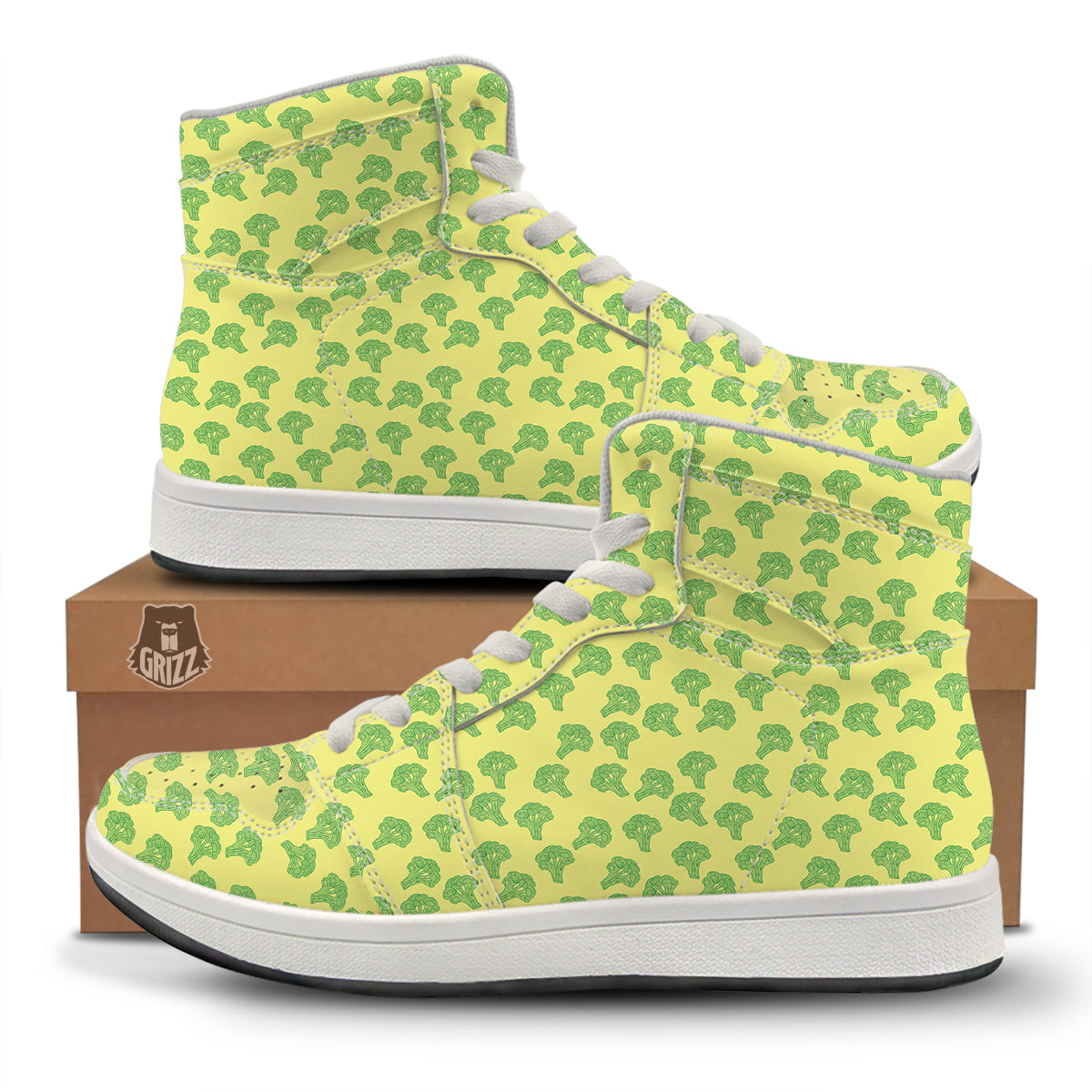 Broccoli Vintagecolor Print Pattern High Top Sneakers-grizzshop