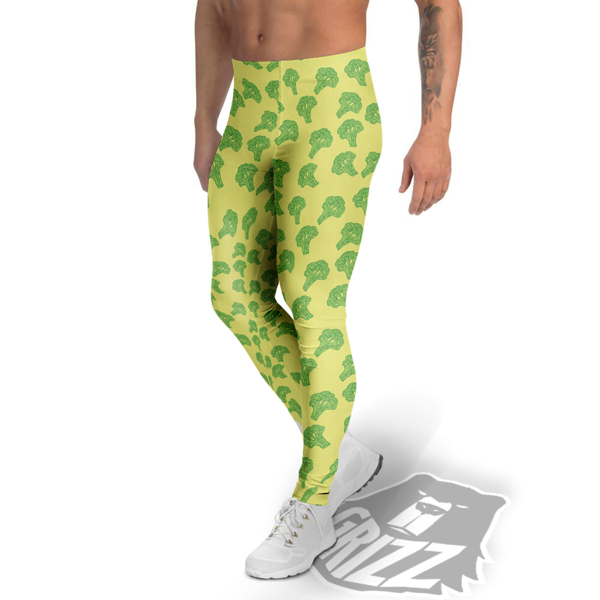Broccoli Vintagecolor Print Pattern Men's Leggings-grizzshop