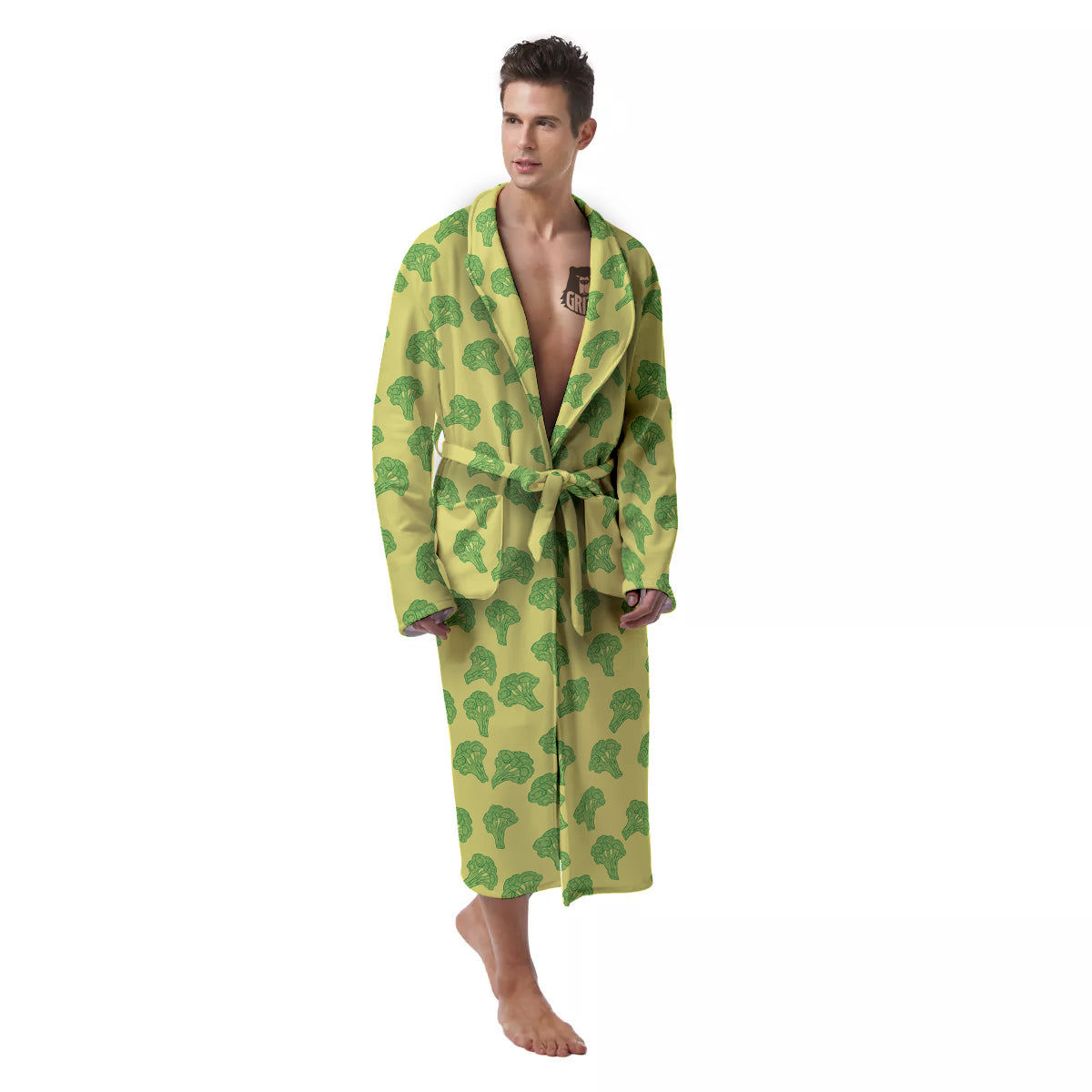 Broccoli Vintagecolor Print Pattern Men's Robe-grizzshop