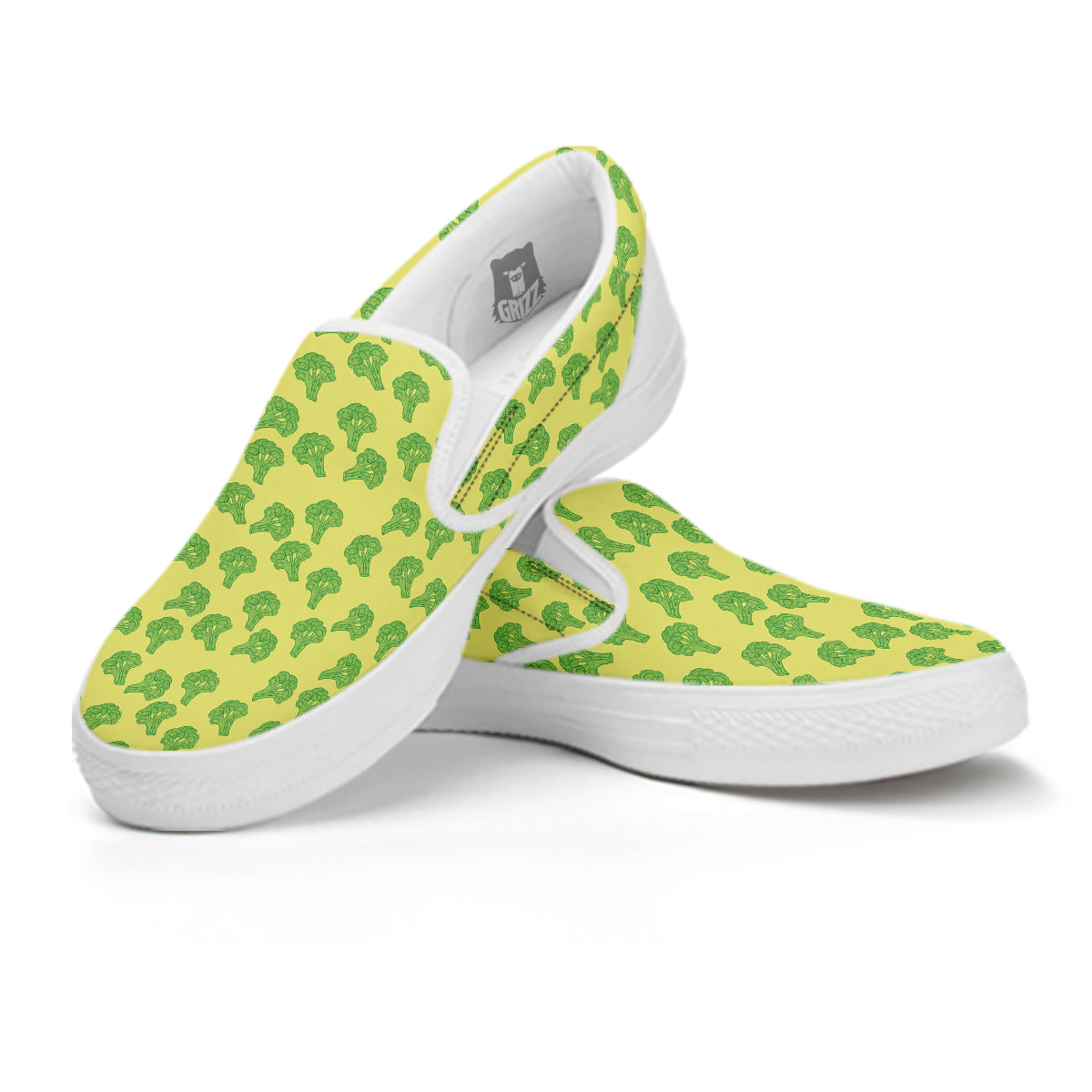 Broccoli Vintagecolor Print Pattern White Slip On Shoes-grizzshop