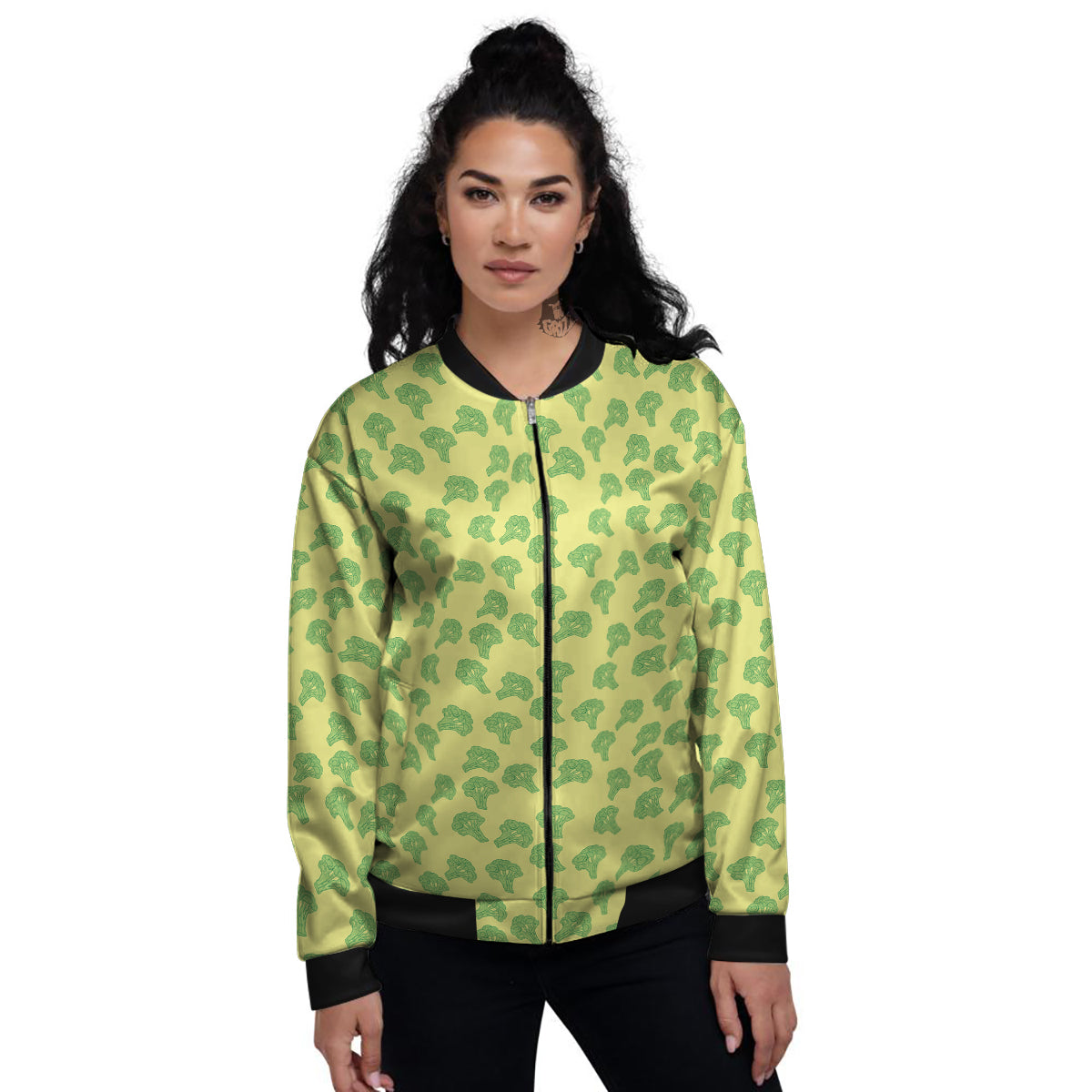 Broccoli Vintagecolor Print Pattern Women's Bomber Jacket-grizzshop