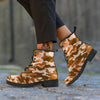 Bronze Camo And Camouflage Print Leather Boots-grizzshop