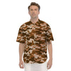 Bronze Camo And Camouflage Print Men's Short Sleeve Shirts-grizzshop