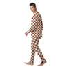 Bronze Checkered Flag Print Men's Pajamas-grizzshop