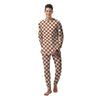 Bronze Checkered Flag Print Men's Pajamas-grizzshop