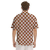 Bronze Checkered Flag Print Men's Short Sleeve Shirts-grizzshop