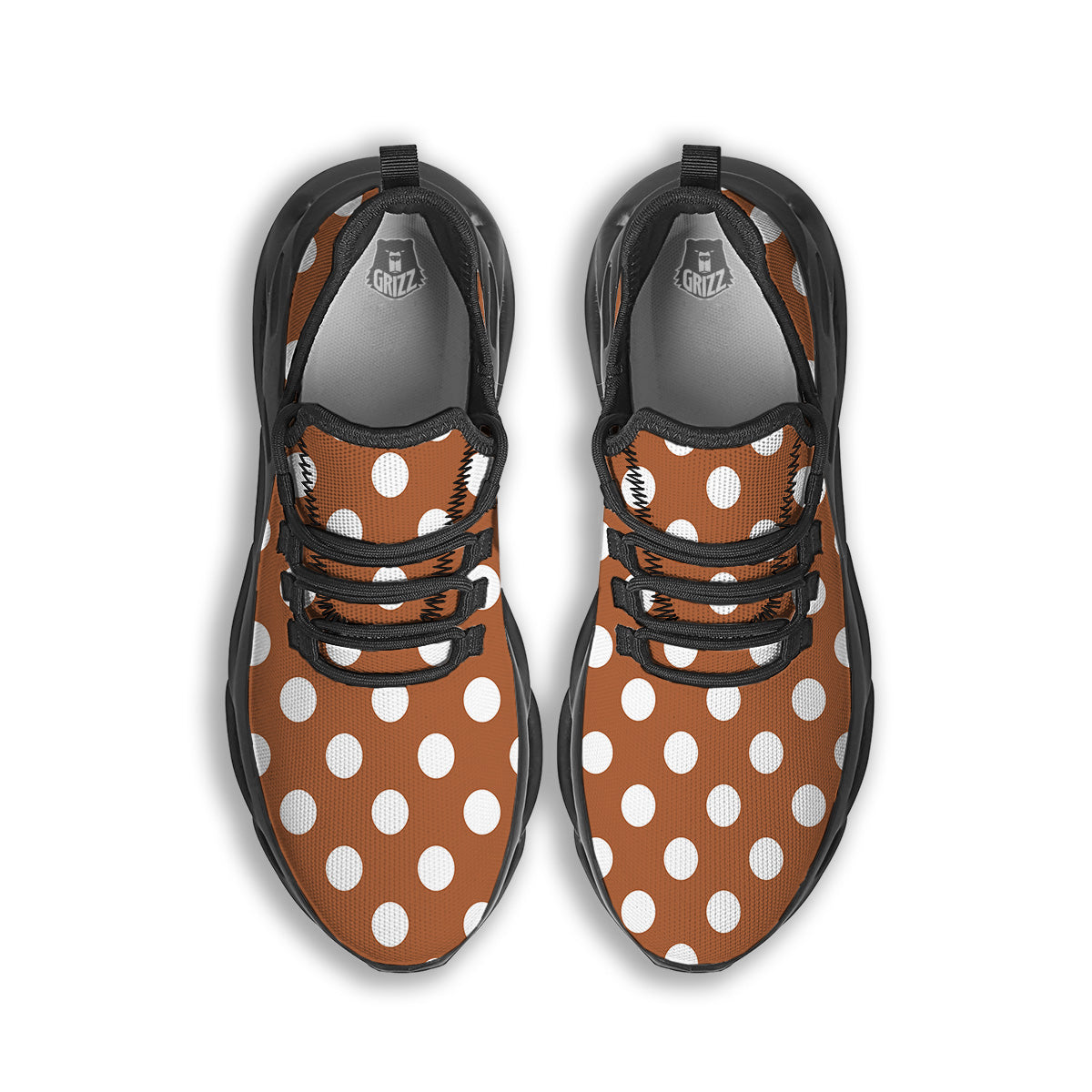 Bronze Color Polka Dot Print Pattern Black Running Shoes-grizzshop