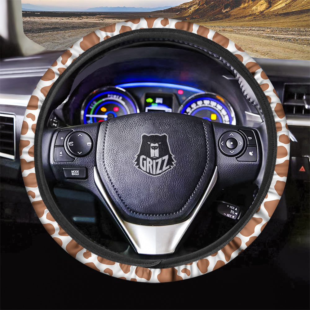 Bronze Cow Print Pattern Car Steering Wheel Cover-grizzshop
