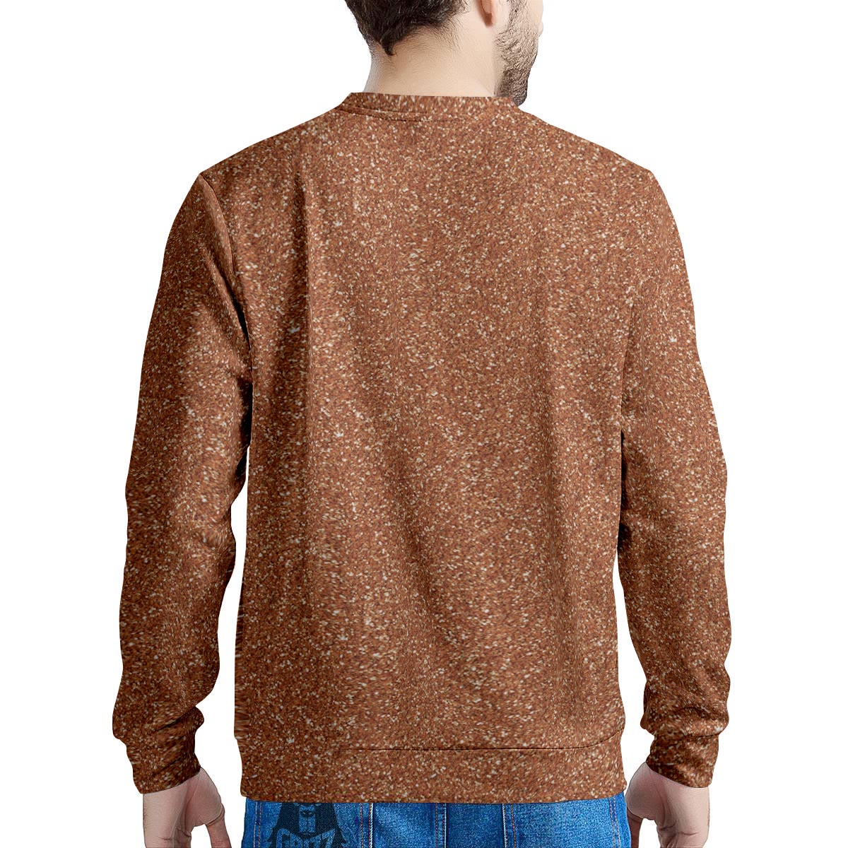 Bronze Glitter Texture Print Men's Sweatshirt-grizzshop