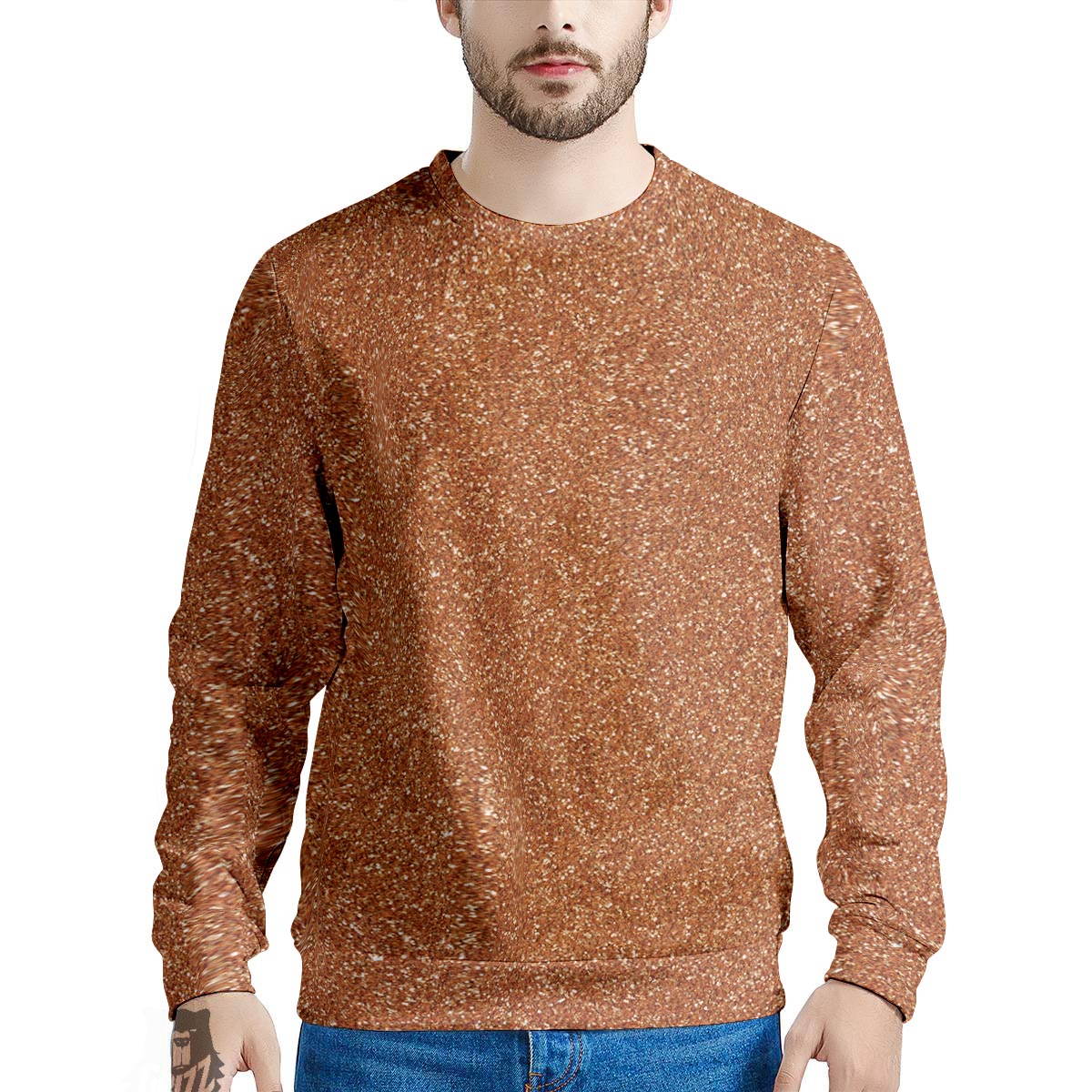 Bronze Glitter Texture Print Men's Sweatshirt-grizzshop