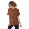 Bronze Glitter Texture Print Women's Short Sleeve Shirts-grizzshop