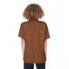 Bronze Glitter Texture Print Women's Short Sleeve Shirts-grizzshop