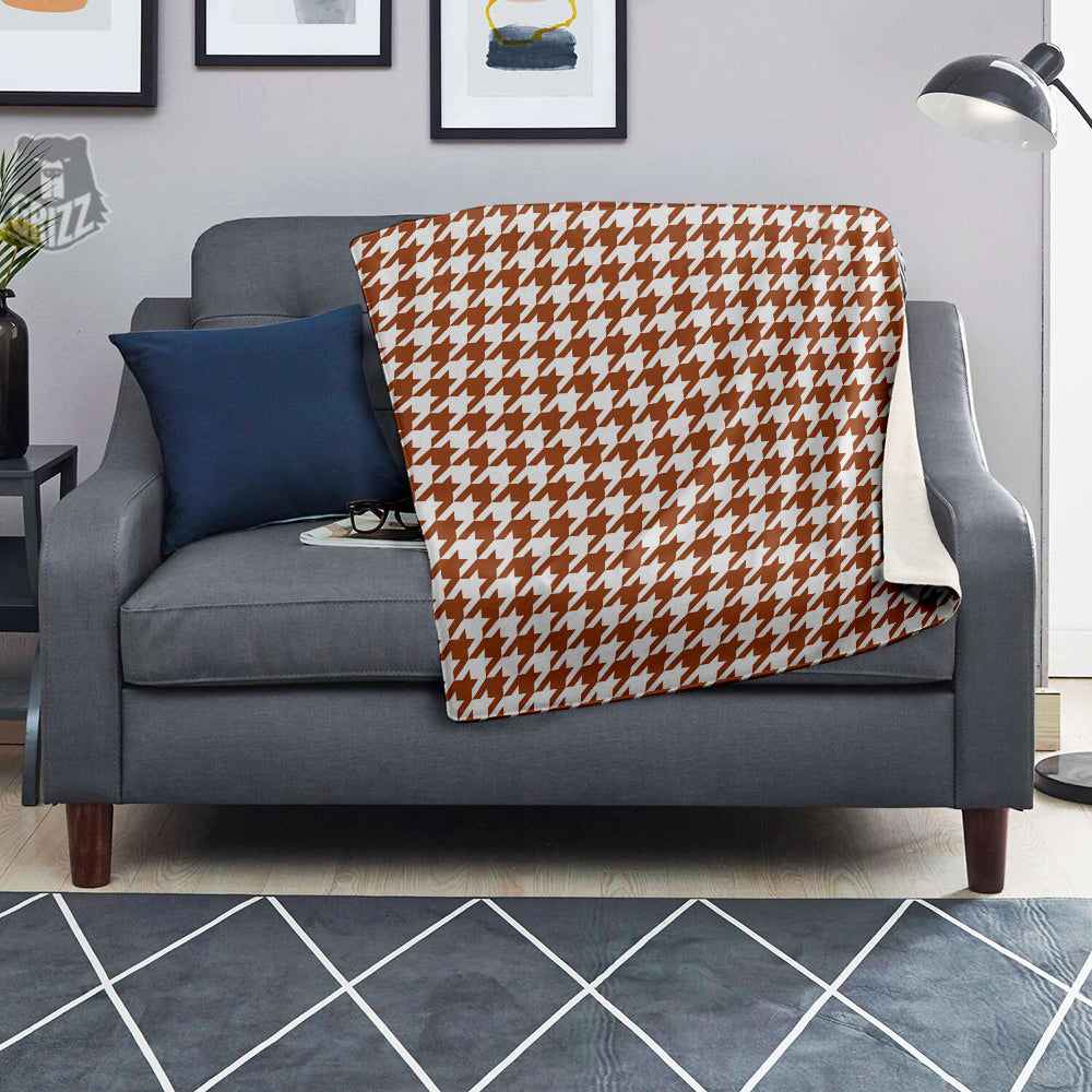 Bronze Houndstooth Print Blanket-grizzshop