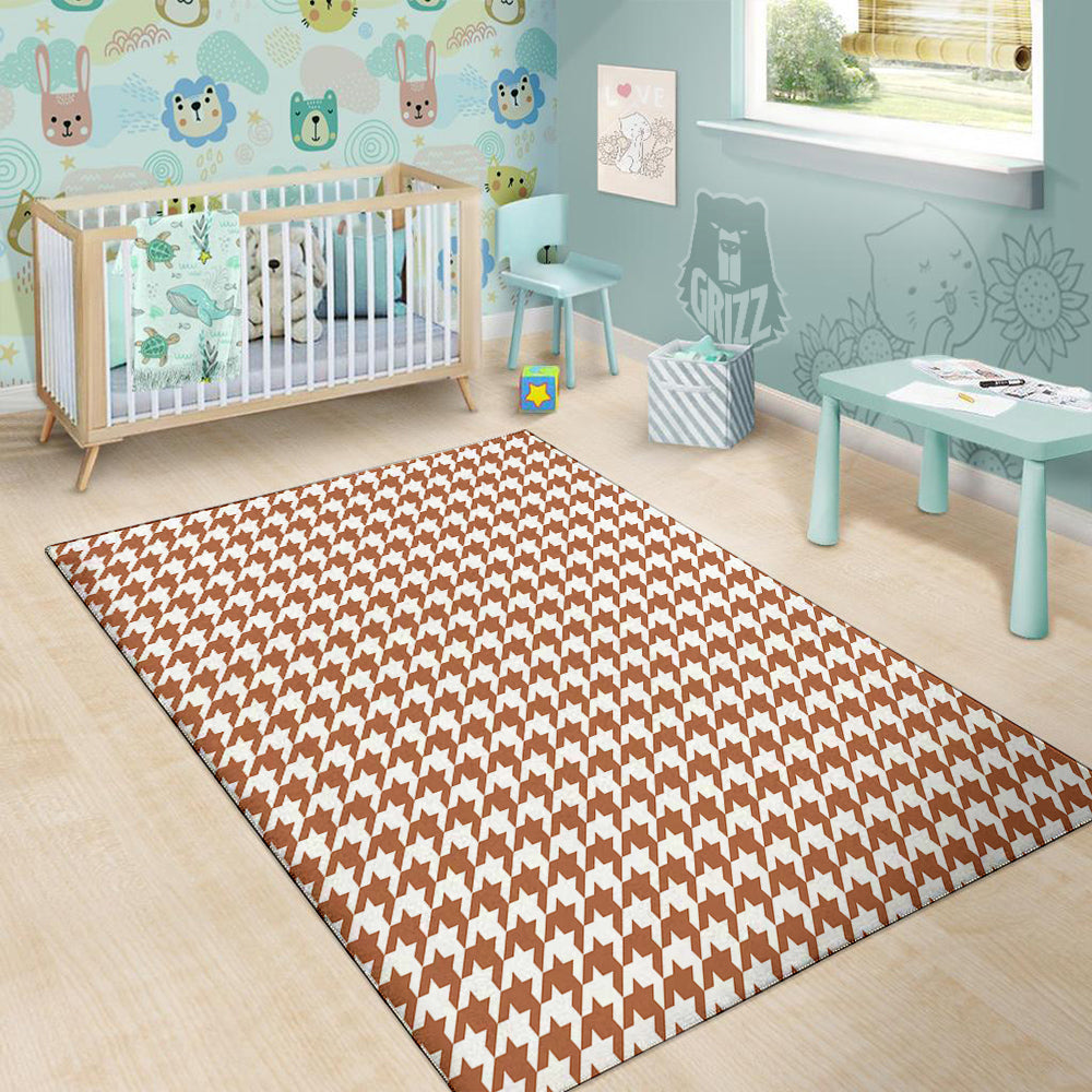 Bronze Houndstooth Print Floor Mat-grizzshop