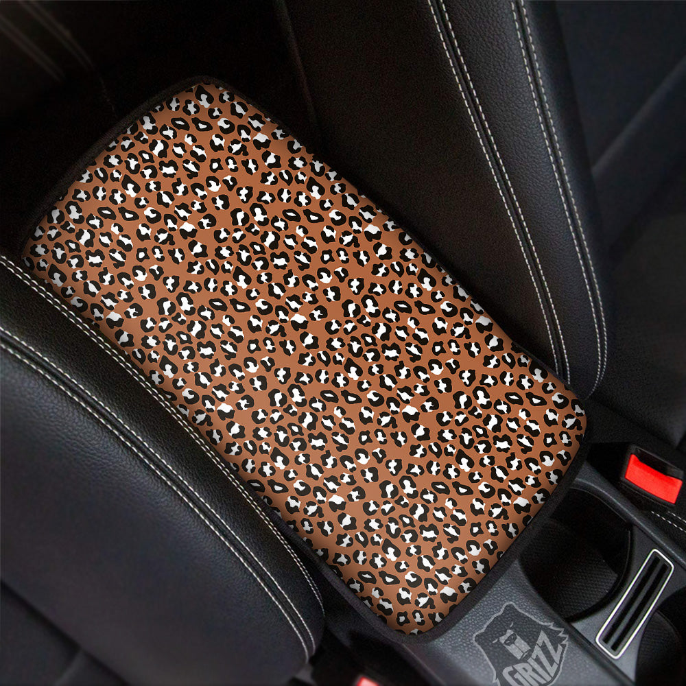 Bronze Leopard Print Pattern Car Center Console Cover-grizzshop