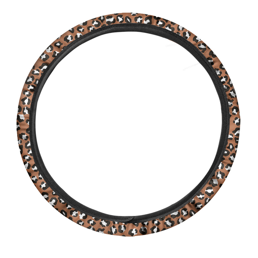 Bronze Leopard Print Pattern Car Steering Wheel Cover-grizzshop