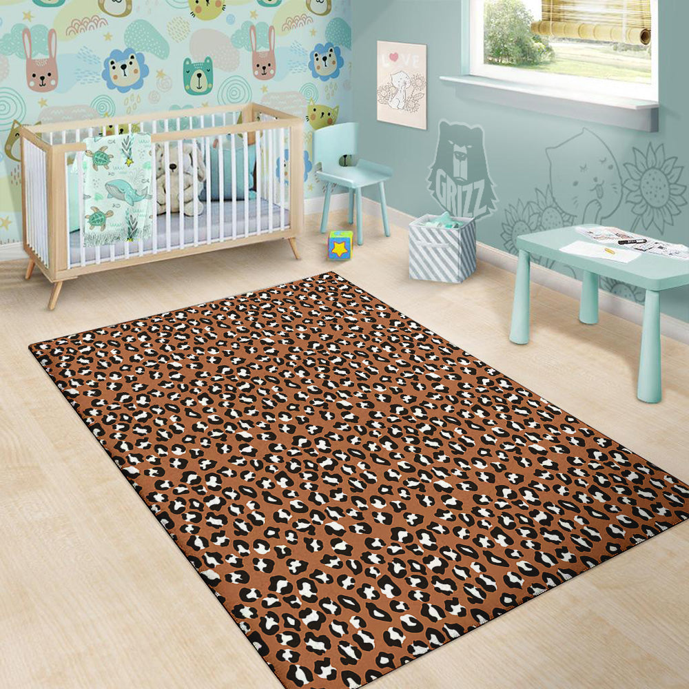 Bronze Leopard Print Pattern Floor Mat-grizzshop