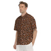 Bronze Leopard Print Pattern Men's Short Sleeve Shirts-grizzshop