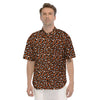 Bronze Leopard Print Pattern Men's Short Sleeve Shirts-grizzshop