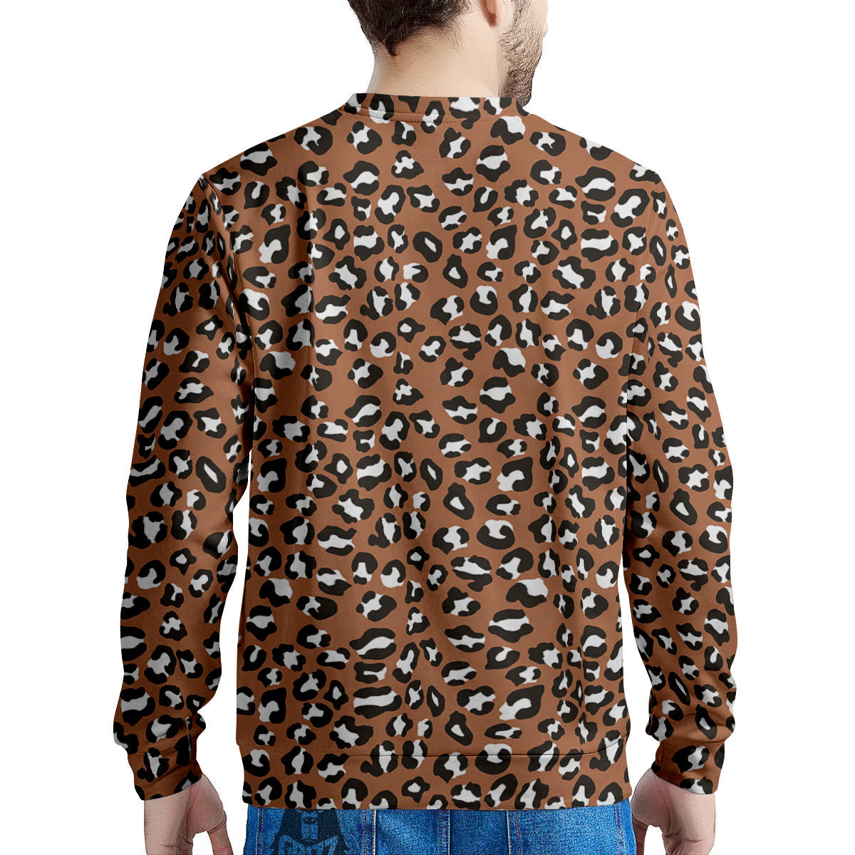 Bronze Leopard Print Pattern Men's Sweatshirt-grizzshop