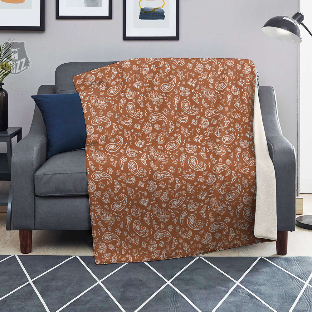 Bronze Paisley Bandana Print Blanket-grizzshop